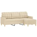 Miniatyrbillede 3 af 7: vidaXL 3-personers sofa med fodskammel 180 cm stof Cremefarvet