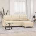 Miniatyrbillede 2 af 7: vidaXL 3-personers sofa med fodskammel 180 cm stof Cremefarvet
