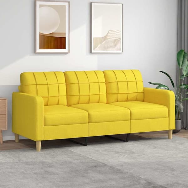 vidaXL 3-sitssoffa ljusgul 180 cm tyg