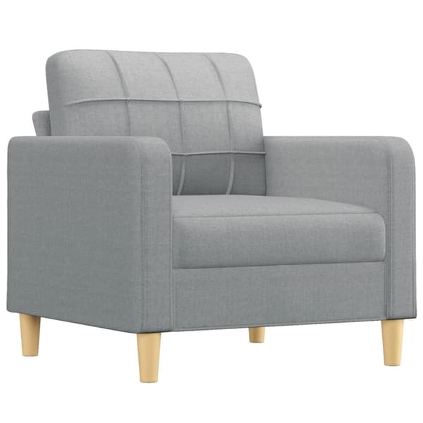 vidaXL Soffgrupp med dynor 3 delar Ljusgrå tyg