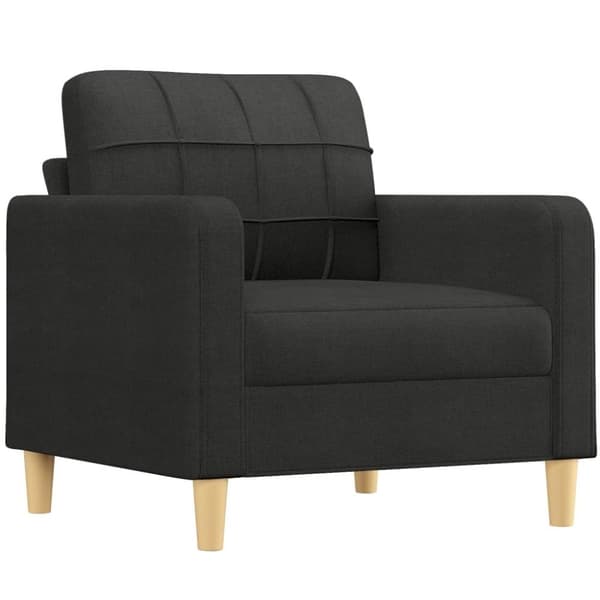 vidaXL Soffgrupp med dynor 3 delar svart tyg