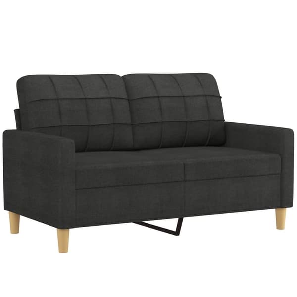 vidaXL Soffgrupp med dynor 3 delar svart tyg