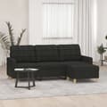 Miniatyrbillede 7 af 7: vidaXL 3-personers sofa med fodskammel 180 cm sort