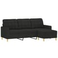 Miniatyrbillede 2 af 7: vidaXL 3-personers sofa med fodskammel 180 cm sort