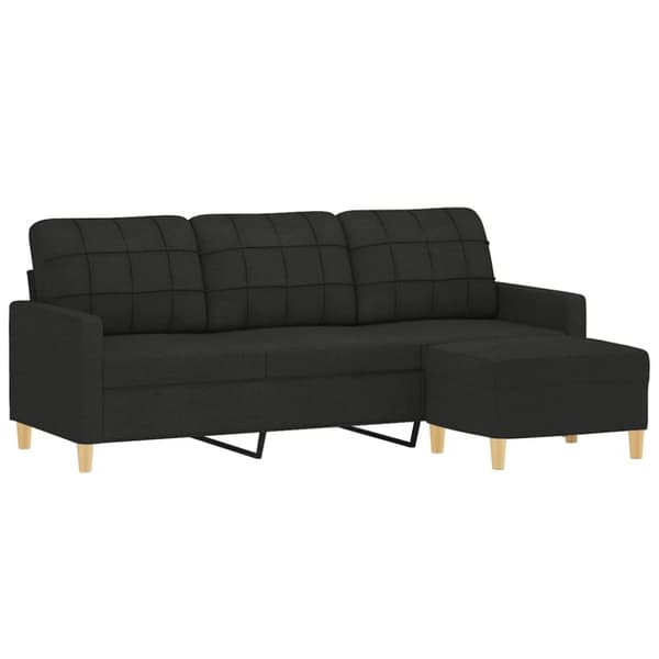 vidaXL 3-personers sofa med fodskammel 180 cm sort