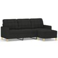 Miniatyrbillede 1 af 7: vidaXL 3-personers sofa med fodskammel 180 cm sort