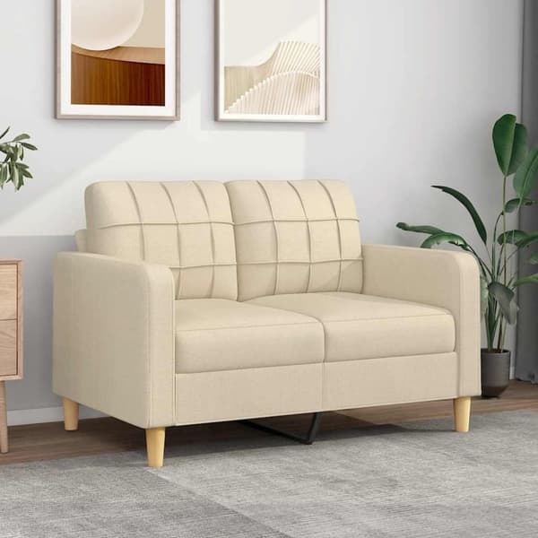 vidaXL 2-personers sofa 120 cm stof cremefarvet
