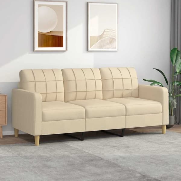 vidaXL 3-personers sofa 180 cm stof cremefarvet