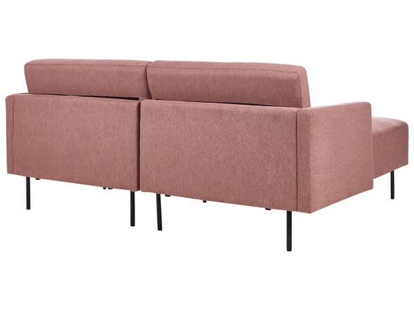 Hörnsoffa Polyester Rosa Brun 192 x 155 Soffa 2-sits stoppad Metallben Vävt tyg Kuddfodrad rygg Minimalistisk Modern