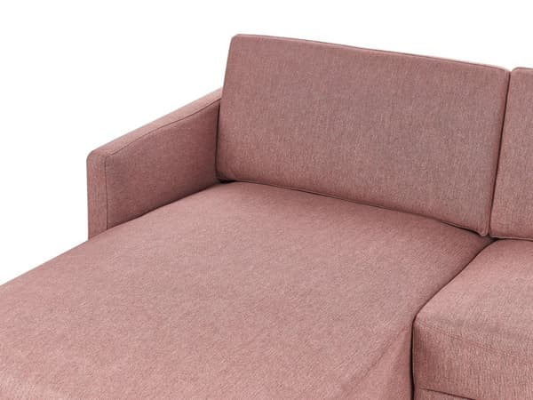 Hörnsoffa Polyester Rosa Brun 192 x 155 Soffa 2-sits stoppad Metallben Vävt tyg Kuddfodrad rygg Minimalistisk Modern