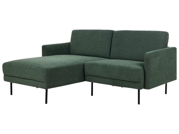 Hörnsoffa Polyester Mörkgrön 192 x 155 Soffa 2-sits stoppad Metallben Vävt tyg Kuddfodrad rygg Minimalistisk Modern