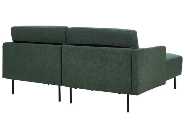 Hörnsoffa Polyester Mörkgrön 192 x 155 Soffa 2-sits stoppad Metallben Vävt tyg Kuddfodrad rygg Minimalistisk Modern