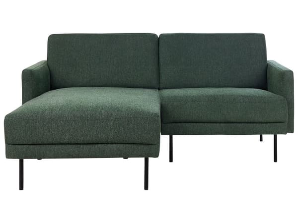 Hörnsoffa Polyester Mörkgrön 192 x 155 Soffa 2-sits stoppad Metallben Vävt tyg Kuddfodrad rygg Minimalistisk Modern