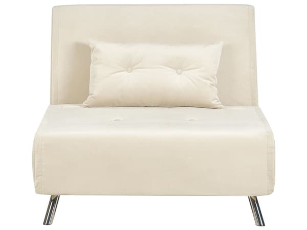 Sovesofa Kremhvit Fløyel 1-seter Sammenleggbar Pute Moderne design Sofa med sovefunksjon