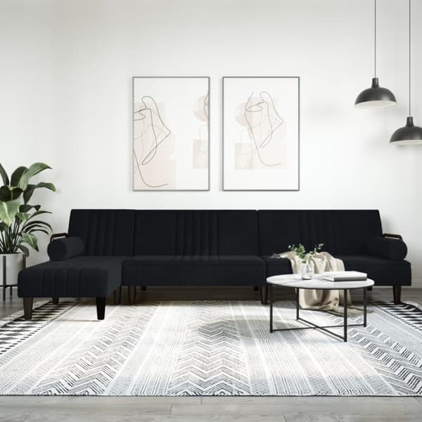 vidaXL L-formet sovesofa 260x140x70 cm velour sort