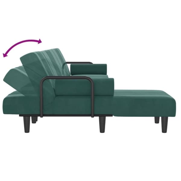 vidaXL L-formet sovesofa 260x140x70 cm velour mørkegrøn