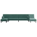 Miniatyrbillede 6 af 11: vidaXL L-formet sovesofa 260x140x70 cm velour mørkegrøn