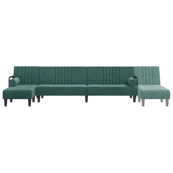 vidaXL L-formet sovesofa 260x140x70 cm velour mørkegrøn