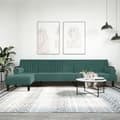 Miniatyrbillede 11 af 11: vidaXL L-formet sovesofa 260x140x70 cm velour mørkegrøn