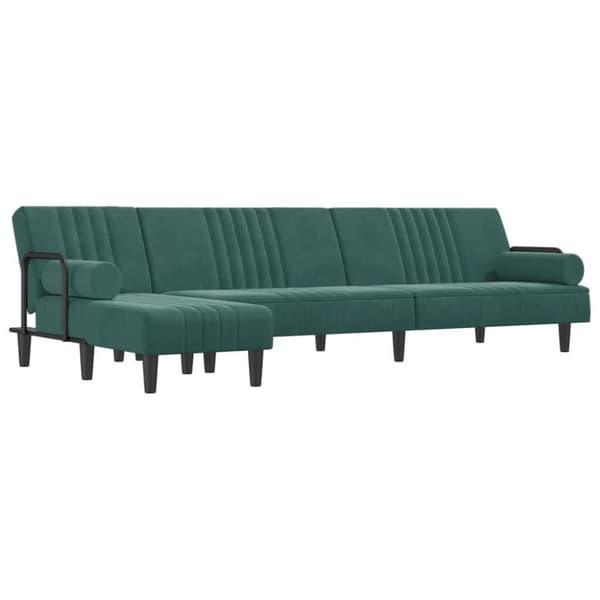 vidaXL L-formet sovesofa 260x140x70 cm velour mørkegrøn