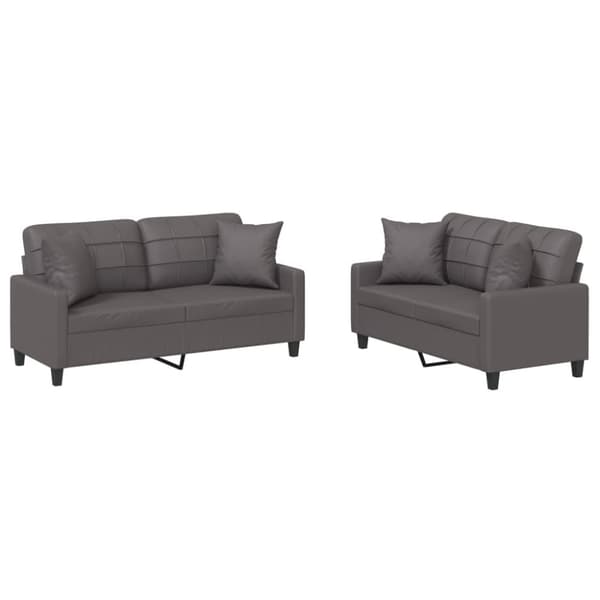 vidaXL sofasæt 2 dele med puder kunstlæder grå