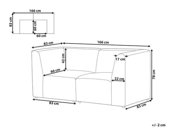 Modulær 2-seters Sofa Beige Kordfløyel To-delt sofa Moderne Minimalistisk stil