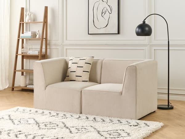 Modulær 2-seters Sofa Beige Kordfløyel To-delt sofa Moderne Minimalistisk stil