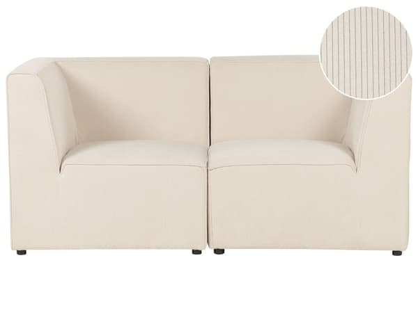 Modulær 2-seters Sofa Beige Kordfløyel To-delt sofa Moderne Minimalistisk stil