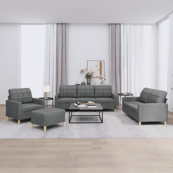 vidaXL sofasæt 4 dele med hynder stof mørkegrå