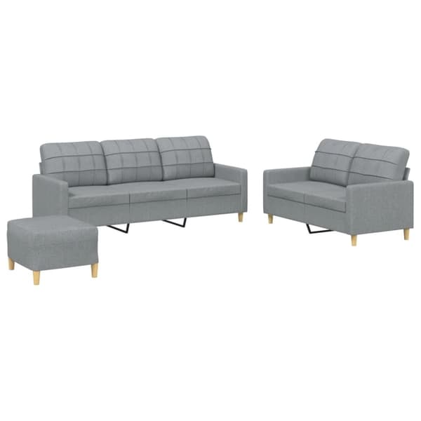 vidaXL sofasæt 3 dele med hynder stof lysegrå