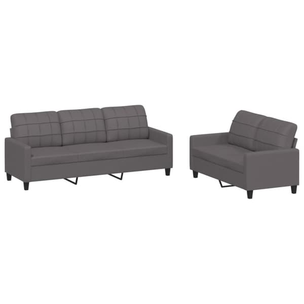 vidaXL sofasæt 2 dele med hynder kunstlæder grå