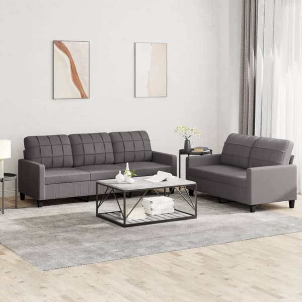 vidaXL sofasæt 2 dele med hynder kunstlæder grå
