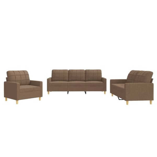 vidaXL sofasæt 3 dele med hynder stof brun