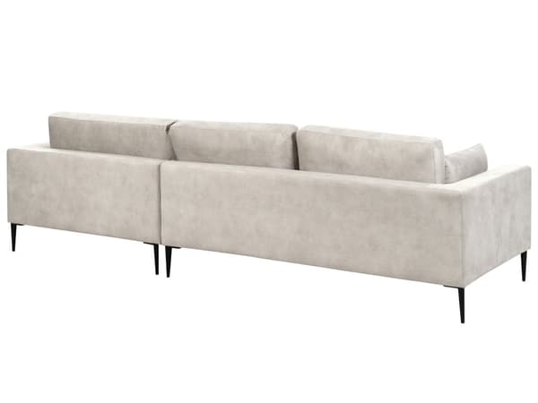 Hjørnesofa med Chaiselong Grå Velour 3 Personers Sofa L Formet Dyb Sofahjørne Siddemøbel Blød Stofsofa Venstrevendt