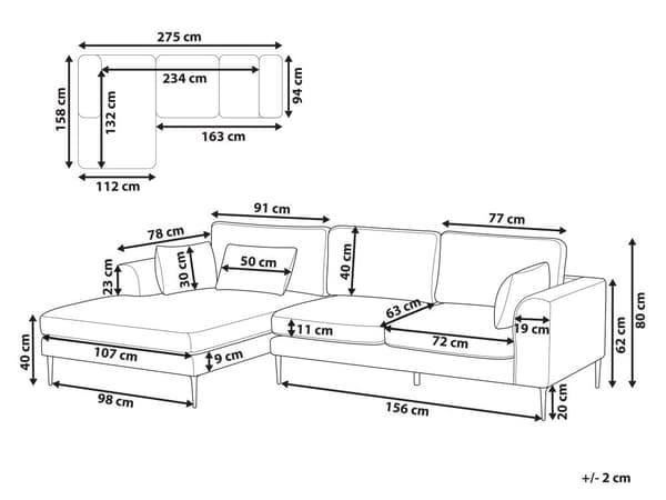 Hjørnesofa med Chaiselong Grå Velour 3 Personers Sofa L Formet Dyb Sofahjørne Siddemøbel Blød Stofsofa Højrevendt