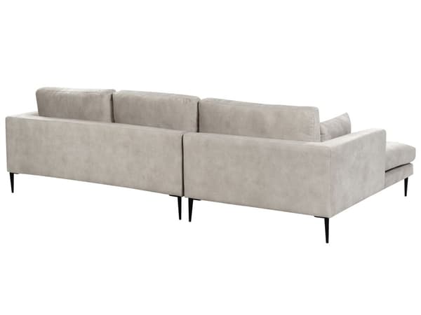 Hjørnesofa med Chaiselong Grå Velour 3 Personers Sofa L Formet Dyb Sofahjørne Siddemøbel Blød Stofsofa Højrevendt