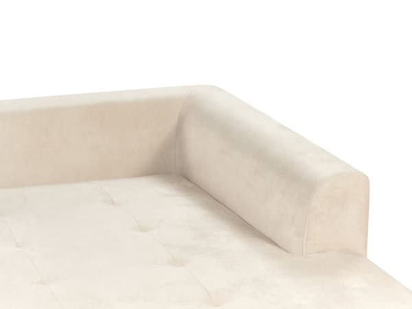Hjørnesofa med Chaiselong Creamhvid Velour 3 Personers Sofa L Formet Dyb Sofahjørne Siddemøbel Blød Stofsofa Venstrevendt