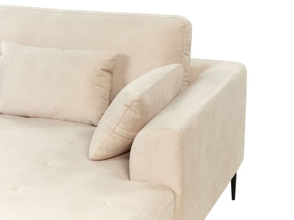 Hjørnesofa med Chaiselong Creamhvid Velour 3 Personers Sofa L Formet Dyb Sofahjørne Siddemøbel Blød Stofsofa Venstrevendt