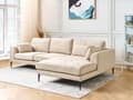 Miniatyrbillede 2 af 11: Hjørnesofa med Chaiselong Creamhvid Velour 3 Personers Sofa L Formet Dyb Sofahjørne Siddemøbel Blød Stofsofa Venstrevendt