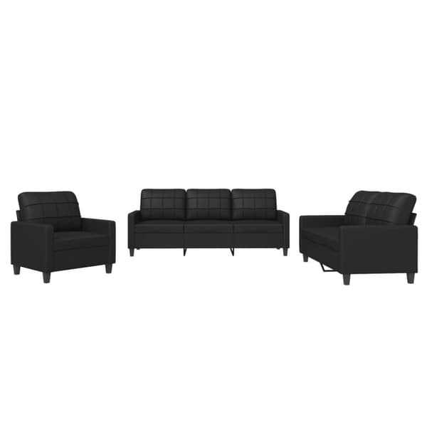 vidaXL sofasæt 3 dele med hynder kunstlæder sort