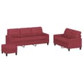 Miniatyrbillede 2 af 9: vidaXL sofasæt 3 dele med hynder kunstlæder vinrød