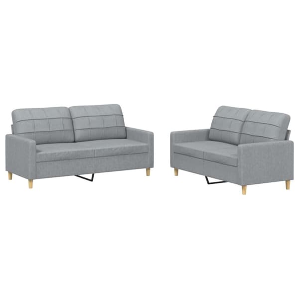 vidaXL sofasæt 2 dele med hynder stof lysegrå