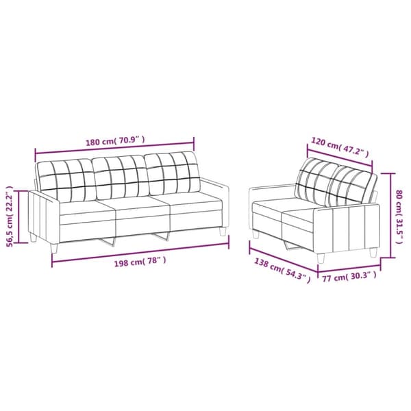 vidaXL sofasæt 2 dele med hynder kunstlæder sort