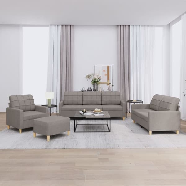 vidaXL sofasæt 4 dele med hynder stof gråbrun