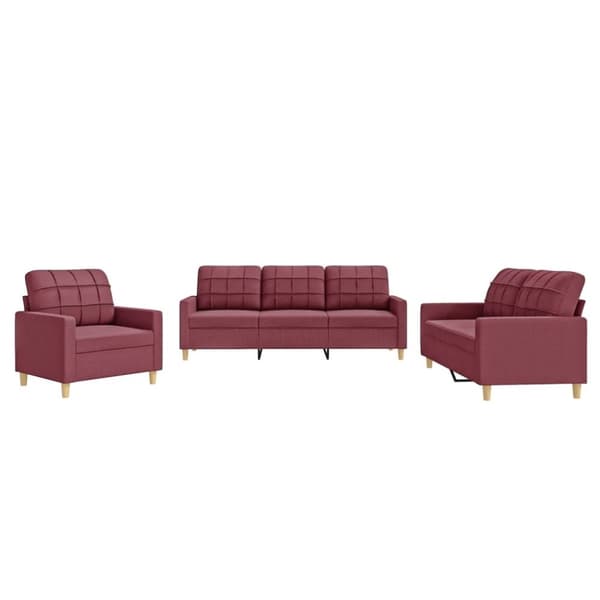 vidaXL sofasæt 2 dele med hynder stof vinrød