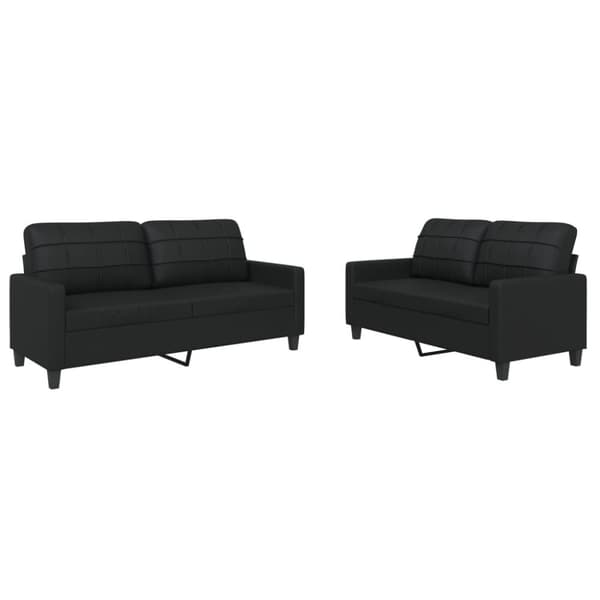 vidaXL sofasæt 2 dele med hynder kunstlæder sort