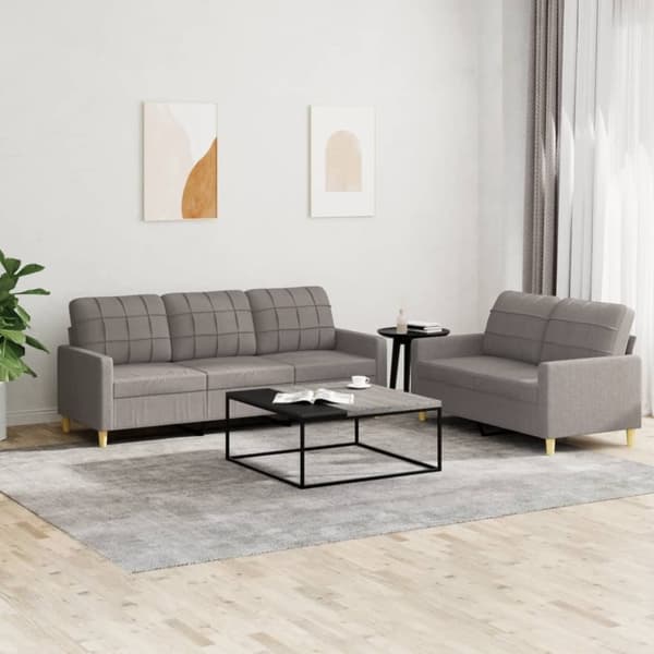vidaXL sofasæt 2 dele med hynder stof gråbrun