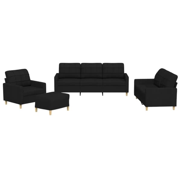 vidaXL sofasæt 4 dele med hynder stof sort