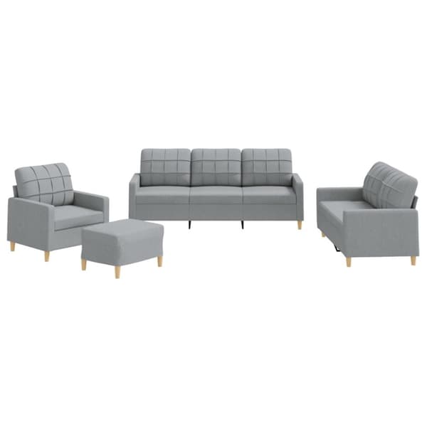 vidaXL sofasæt 4 dele med hynder stof lysegrå