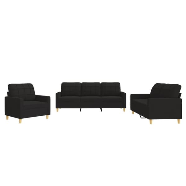 vidaXL sofasæt 3 dele med hynder stof sort